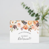 Rustic Autumn Elegant Floral Bridesmaid Uitnodiging Briefkaart (Staand voorkant)