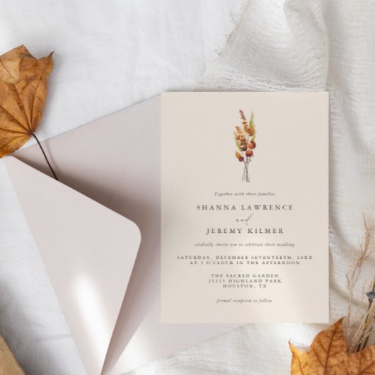 Rustic Autumn Elegant Minimal Wedding | Uitnodigin Kaart