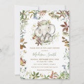 Rustic Autumn Elephant Genderneutraal Baby shower Kaart (Voorkant)