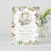 Rustic Autumn Elephant Genderneutraal Baby shower Kaart (Staand voorkant)