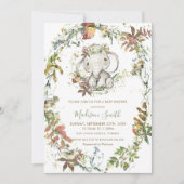 Rustic Autumn Elephant Genderneutraal Baby shower Kaart (Voorkant)