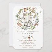 Rustic Autumn Elephant Geslacht Neutraal Baby show Kaart (Voorkant)