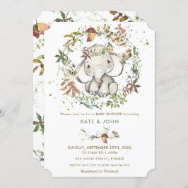 Rustic Autumn Elephant Geslacht Neutraal Baby show Kaart