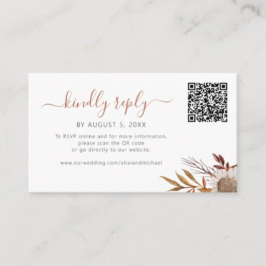 Rustic autumn fall boho wedding online rsvp informatiekaartje (Voorkant)