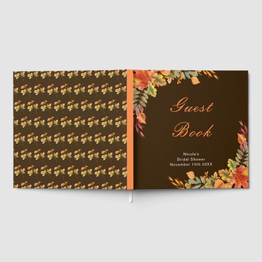 Rustic Autumn Fall Leaves Bridal Shower Gastenboek (Volledig)