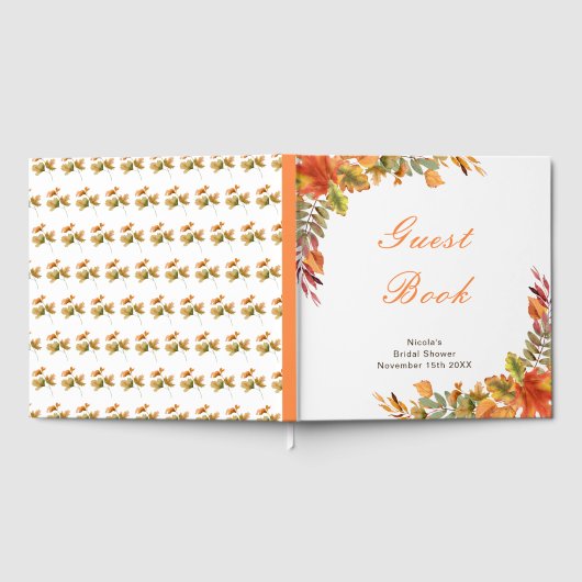 Rustic Autumn Fall Leaves Bridal Shower Gastenboek (Volledig)