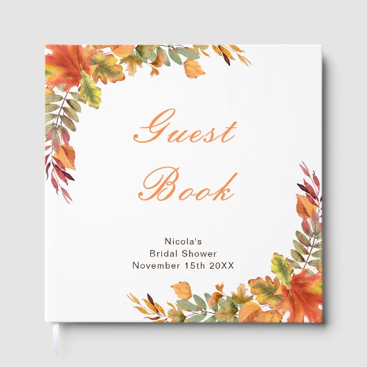 Rustic Autumn Fall Leaves Bridal Shower Gastenboek (Voorkant)