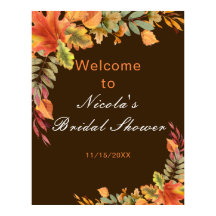 Rustic Autumn Fall Leaves Bridal Shower Welcome