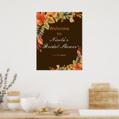 Rustic Autumn Fall Leaves Bridal Shower Welcome Poster (Keuken)