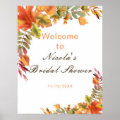 Rustic Autumn Fall Leaves Bridal Shower Welcome Poster (Voorkant)