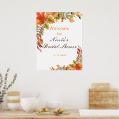 Rustic Autumn Fall Leaves Bridal Shower Welcome Poster (Keuken)
