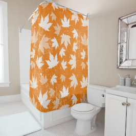Rustic Autumn Fall Leaves Pattern Douchegordijn