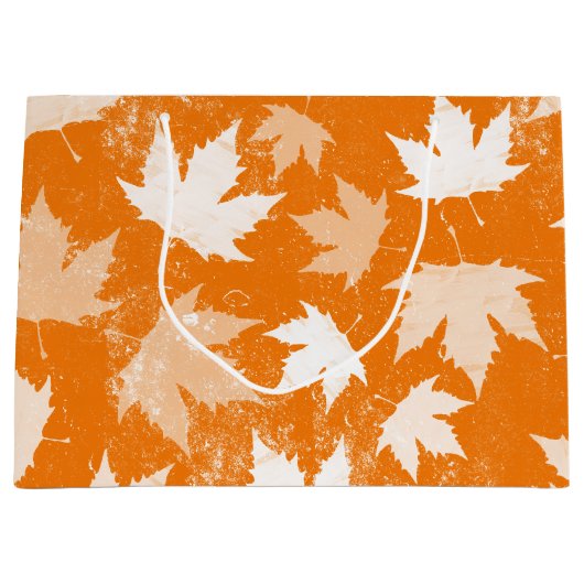 Rustic Autumn Fall Leaves Pattern Groot Cadeauzakje (Voorkant)