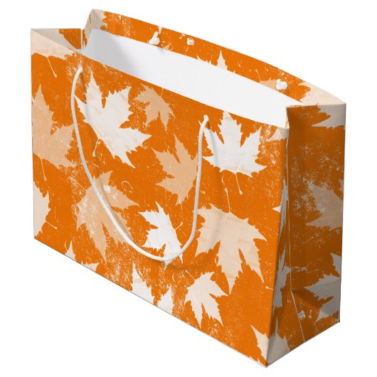 Rustic Autumn Fall Leaves Pattern Groot Cadeauzakje (Achterkant Gekanteld)