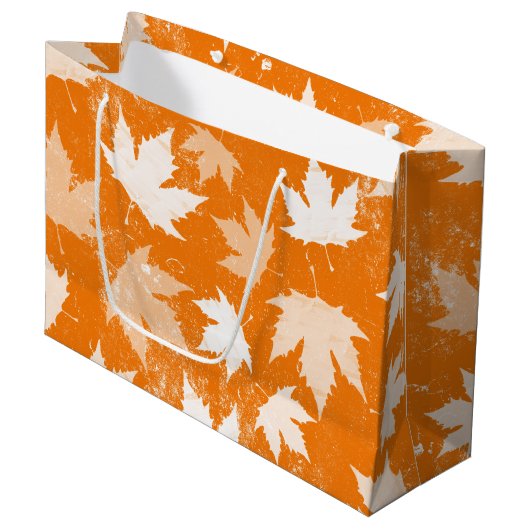 Rustic Autumn Fall Leaves Pattern Groot Cadeauzakje (Voorkant Gekanteld)