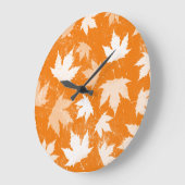 Rustic Autumn Fall Leaves Pattern Grote Klok (Hoek)