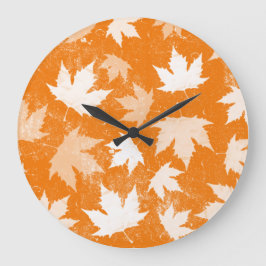 Rustic Autumn Fall Leaves Pattern Grote Klok