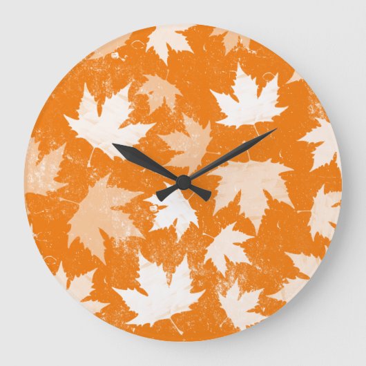 Rustic Autumn Fall Leaves Pattern Grote Klok (Voorkant)