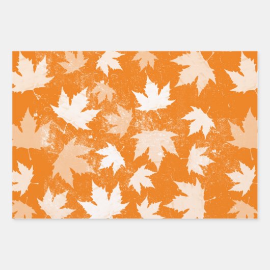 Rustic Autumn Fall Leaves Pattern Inpakpapier Vel (Voorkant 3)