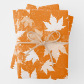 Rustic Autumn Fall Leaves Pattern Inpakpapier Vel (In situ)