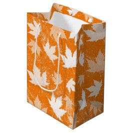 Rustic Autumn Fall Leaves Pattern Medium Cadeauzakje