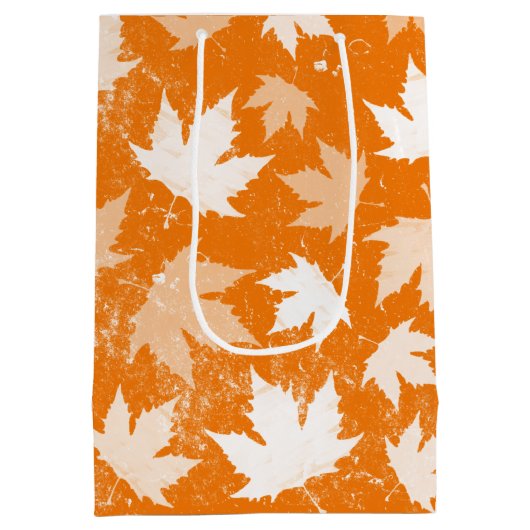 Rustic Autumn Fall Leaves Pattern Medium Cadeauzakje (Achterkant)