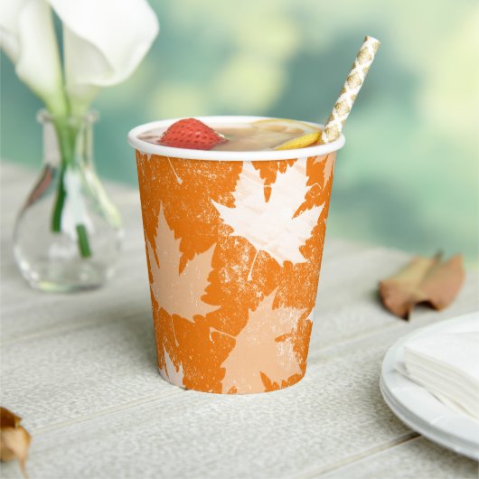 Rustic Autumn Fall Leaves Pattern Papieren Bekers (Insitu)