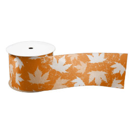 Rustic Autumn Fall Leaves Pattern Satijnen Lint