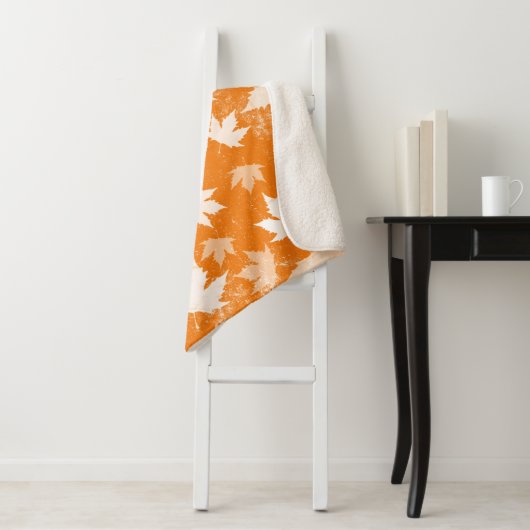 Rustic Autumn Fall Leaves Pattern Sherpa Deken (In situ)