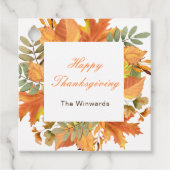 Rustic Autumn Fall Leaves Square Thanksgiving  Bedankjes Labels (Voorkant)