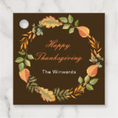 Rustic Autumn Fall Leaves Square Thanksgiving  Bedankjes Labels (Voorkant)