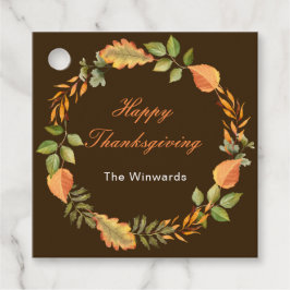 Rustic Autumn Fall Leaves Square Thanksgiving  Bedankjes Labels