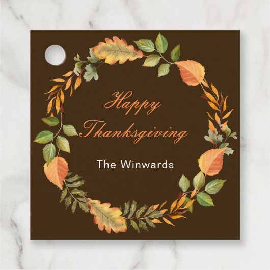 Rustic Autumn Fall Leaves Square Thanksgiving  Bedankjes Labels (Voorkant)