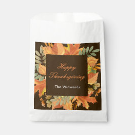 Rustic Autumn Fall Leaves Square Thanksgiving  Bedankzakje