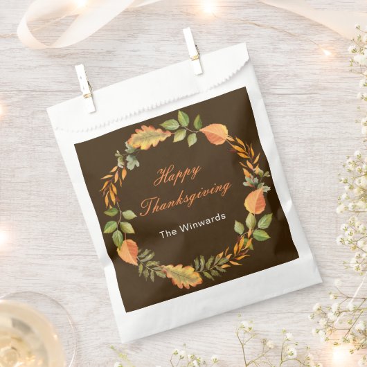 Rustic Autumn Fall Leaves Square Thanksgiving Bedankzakje (Geknipt)