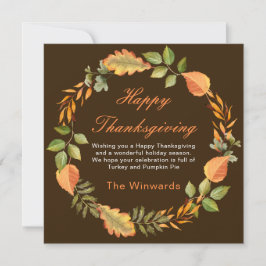 Rustic Autumn Fall Leaves Square Thanksgiving  Kaart