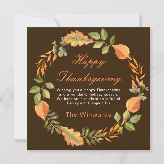 Rustic Autumn Fall Leaves Square Thanksgiving  Kaart (Voorkant)