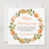 Rustic Autumn Fall Leaves Square Thanksgiving  Kaart (Voorkant)