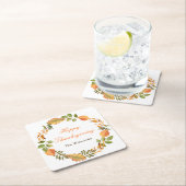 Rustic Autumn Fall Leaves Square Thanksgiving Kartonnen Onderzetters (Insitu)