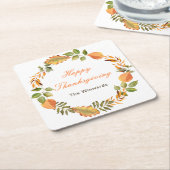 Rustic Autumn Fall Leaves Square Thanksgiving Kartonnen Onderzetters (Schuin)