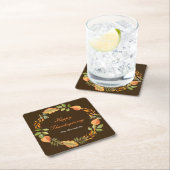 Rustic Autumn Fall Leaves Square Thanksgiving Kartonnen Onderzetters (Insitu)