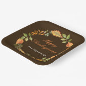 Rustic Autumn Fall Leaves Square Thanksgiving Papieren Bordje (Gebogen)