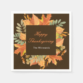 Rustic Autumn Fall Leaves Square Thanksgiving  Servet