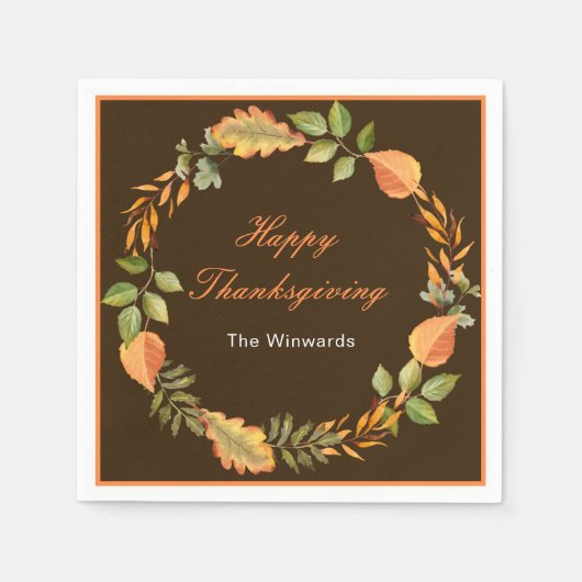 Rustic Autumn Fall Leaves Square Thanksgiving Servet (Voorkant)