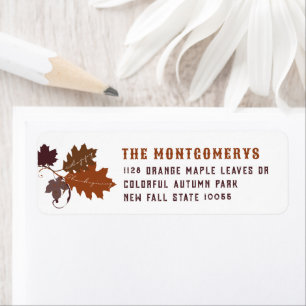 Rustic Autumn Fall Leaves Thanksgiving Address Etiket