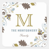 Rustic Autumn / Fall Leaves Thanksgiving Holiday Vierkante Sticker (Voorkant)