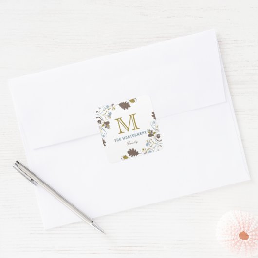 Rustic Autumn / Fall Leaves Thanksgiving Holiday Vierkante Sticker (Envelop)