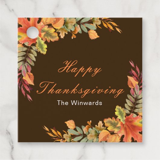 Rustic Autumn Fall Leaves Thanksgiving Party Bedankjes Labels (Voorkant)