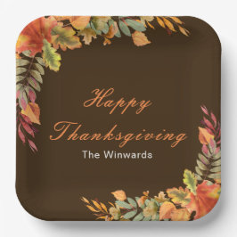 Rustic Autumn Fall Leaves Thanksgiving Party Papieren Bordje