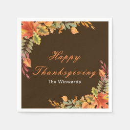 Rustic Autumn Fall Leaves Thanksgiving Party Servet